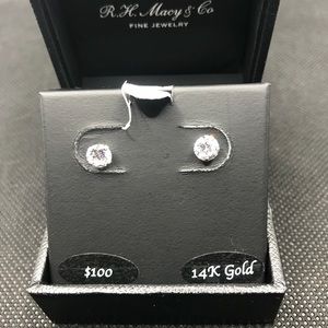 Cubic Zirconia Diamond Stud Earrings 2 CT 14K